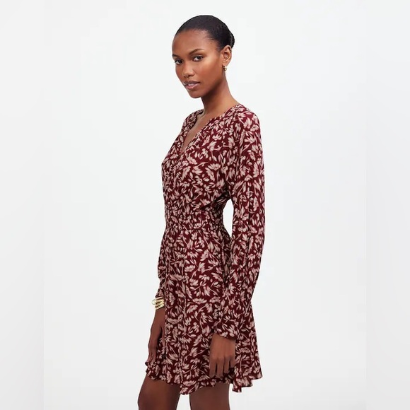 Madewell Smocked Y-Neck Mini Dress In Floral - Picture 15 of 16